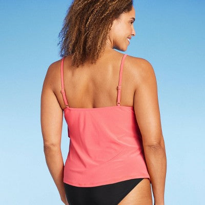 Aqua Green Women's Tankini Top Ruffles Tummy Control Swimwear UPF 50+ Swimsuit
