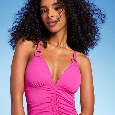 Women's Center Front Shirring One Piece Swimsuit - Shade & Shore