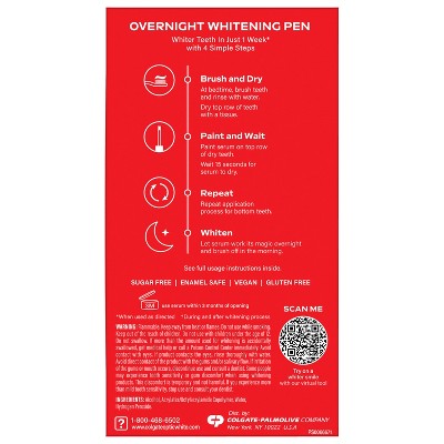Colgate Optic White Overnight Teeth Whitening Pen Gel 0.08 fl oz/21 - Imperfect Box