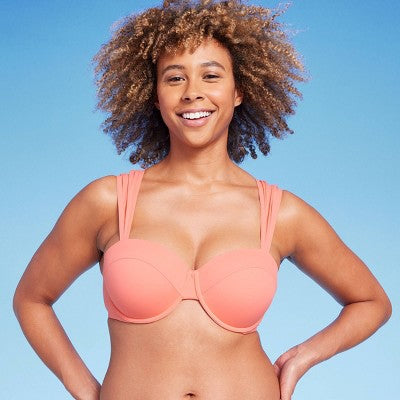 Women's Light Lift Shoulder Cap Straps Bikini Top - Shade & Shore Coral