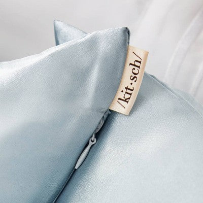 Kitsch Queen Size Satin Standard Pillowcase Thread Count Blue - Imperfect Box