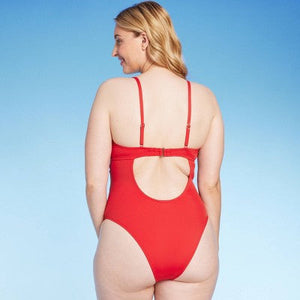 Women's Twist Detail Underwire Extra Cheeky High Leg One Piece Swimsuit - Shade & Shore