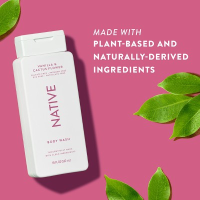 Native Body Wash Vanilla & Cactus Flower Sulfate Free 18 fl oz
