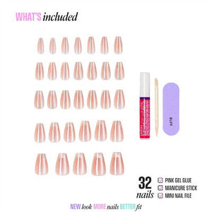 Kiss Glam Embellished Press-On Fake Nails Medium Coffin Dusk Mirage 35ct - Imperfect Box