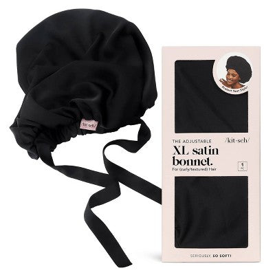 Kitsch-Satin-Sleep-Hair-Bonnet-Black-Imperfect-Box-Hair-Nets