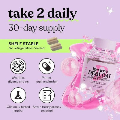 Lemme Debloat Daily Digestive Capsules 60ct
