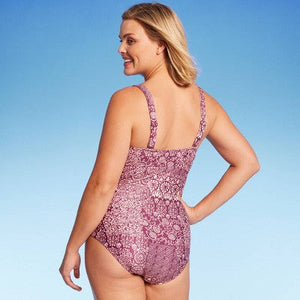 Women's Geo Print Keyhole Medium Coverage One Piece Swimsuit - Kona Sol Multi