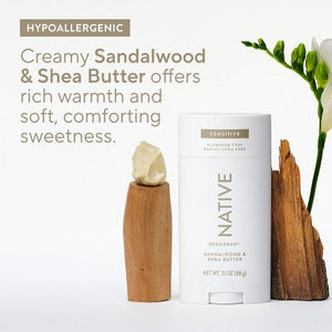 Native Sensitive Men's Deodorant Sandalwood & Shea Butter 3.1 oz - New