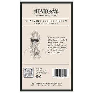 The Hair Edit Charming Ruched Ribbon Satin Scrunchie - New