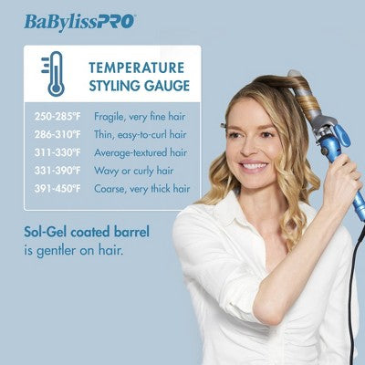 BaBylissPRO Nano Titanium 1.5" Spring Curling Iron Blue - Imperfect Box
