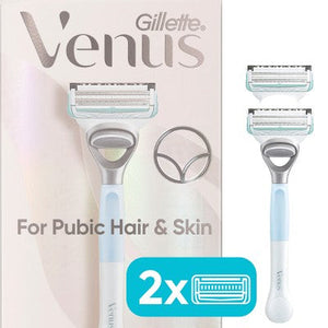 Venus for Pubic Hair & Skin Women's Razor + 2 Razor Blade Refills