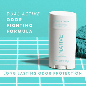 Native Solid Deodorant for Women & Men Jasmine & Cedar Aluminum-Free 2.65oz