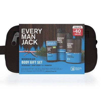 Every Man Jack Mountain Air Holiday Body Dopp Bag Gift Set 3ct - Imperfect Box
