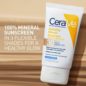 CeraVe Hydrating Mineral Tinted Face Sunscreen Lotion SPF 30 Light 1.7 fl oz - Imperfect Box