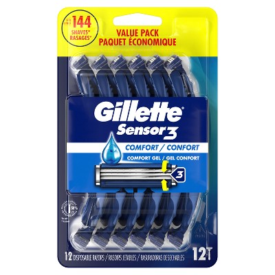 Gillette Sensor3 Comfort Men's Disposable Razors 12ct - Imperfect Box