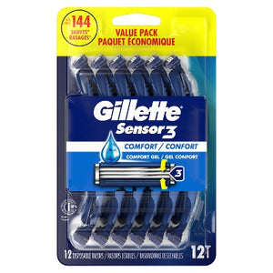 Gillette Sensor3 Comfort Men's Disposable Razors 12ct - Imperfect Box