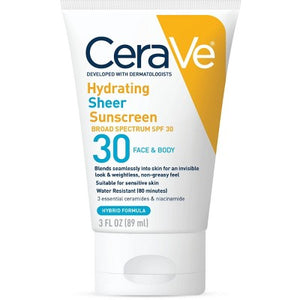 CeraVe Hydrating Sheer Sunscreen Lotion for Face and Body SPF 30 3 fl oz - Missing Box