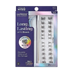 KISS Products imPRESS Long Lasting Press-On Self Adhesive False Eyelashes Demi Edgy 24ct - New