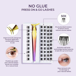 KISS Products imPRESS Press-On Self Adhesive Eyelashes Natural & Wispy 50ct - New