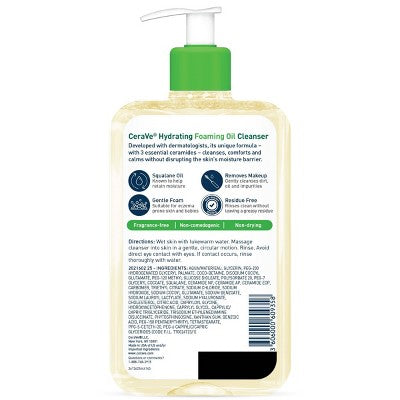 CeraVe Hydrating Foaming Cleansing Oil Face Wash 16 fl oz - Imperfect Container