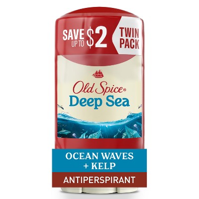 Old Spice Deep Sea Solid Antiperspirant & Deodorant for Men Sea Mineral Scent 2.6oz 2-Pack
