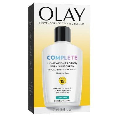 Olay Complete Face Lotion Moisturizer with Sunscreen Sensitive Skin SPF 15 6 fl oz - Missing Box