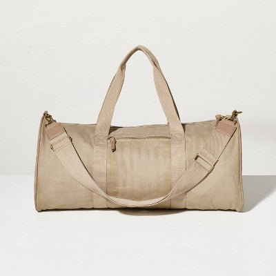 Canvas Travel Duffel Bag Khaki - Hearth & Hand with