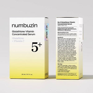 numbuzin No.5+ Glutathione Vitamin Concentrated Face Serum Travel Size 1.01 fl oz - Imperfect Box