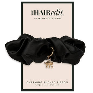 The Hair Edit Charming Ruched Ribbon Satin Scrunchie - New