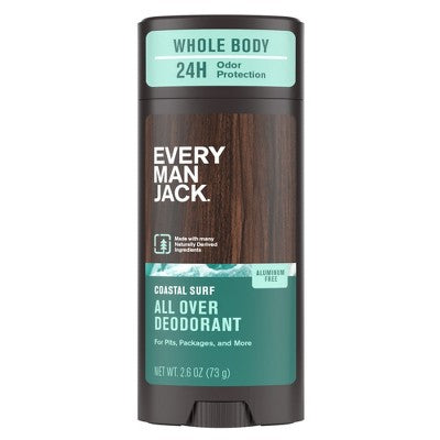 Every Man Jack All Over Solid Deodorant Coastal Surf 2.6oz - New