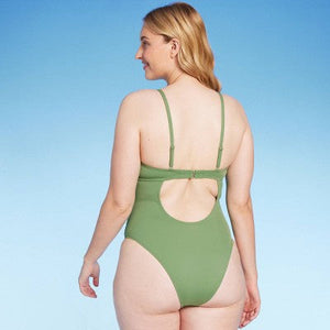 Women's Twist Detail Underwire Extra Cheeky High Leg One Piece Swimsuit - Shade & Shore