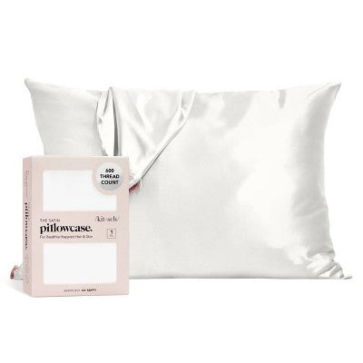 Kitsch-Queen-Size-Satin-Standard-Pillowcase-Ivory-Imperfect-Box-Pillowcases-&-Shams
