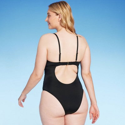 Women's Twist Detail Underwire Extra Cheeky High Leg One Piece Swimsuit - Shade & Shore