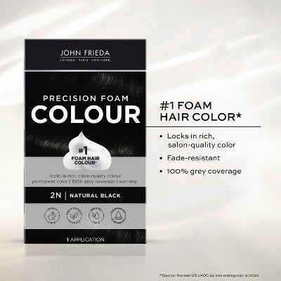 John Frieda Luminous Black Precision Foam Hair Color 2N Natural Black