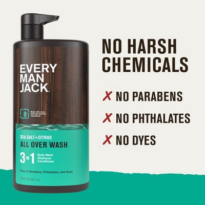 Every Man Jack Sea Salt Citrus Men's 3 in 1 All Over Wash 28.8 fl oz