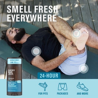 Every Man Jack All Over Solid Deodorant Coconut + Vanilla 2.6oz