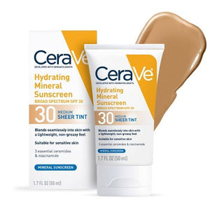 CeraVe Hydrating Mineral Tinted Face Sunscreen Lotion - SPF 30 - Medium - 1.7 fl oz