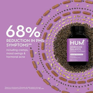HUM Nutrition Hormone Balance Vegan Capsules 60ct for PMS Relief and Mood Support