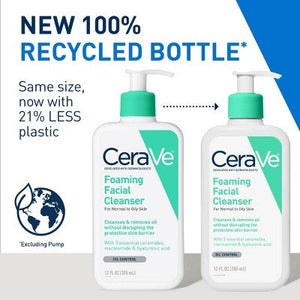CeraVe Foaming Face Wash with Hyaluronic Acid and Niacinamide 12 fl oz - Imperfect Container