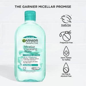 Garnier SkinActive Replumping Hyaluronic Acid + Aloe Micellar Cleansing Water 23.7 fl oz - Imperfect Container