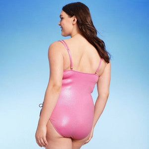 Women's Square Neck Shirred Drawstring One Piece Swimsuit - Shade & Shore