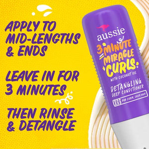 Aussie 3 Minutes Miracle Curls Detangling Deep Conditioner 8 fl oz