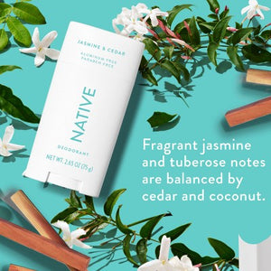 Native Solid Deodorant for Women & Men Jasmine & Cedar Aluminum-Free 2.65oz