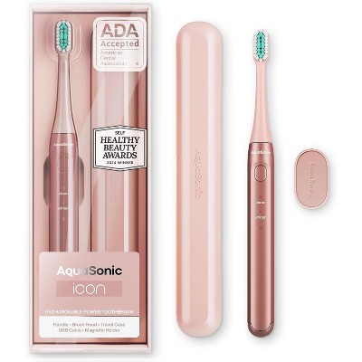 AquaSonic-Icon-Rechargeable-Electric-Toothbrush-Magnetic-Holder,-Slim-Travel-Case,-2-Brushing-Modes,-Timer-Pink-Imperfect-Box-Electric-Toothbrushes