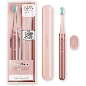 AquaSonic-Icon-Rechargeable-Electric-Toothbrush-Magnetic-Holder,-Slim-Travel-Case,-2-Brushing-Modes,-Timer-Pink-Imperfect-Box-Electric-Toothbrushes