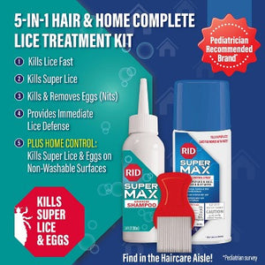 RID Super Max 5-in-1 Hair & Home Complete Lice Treatment Kit - Imperfect Box