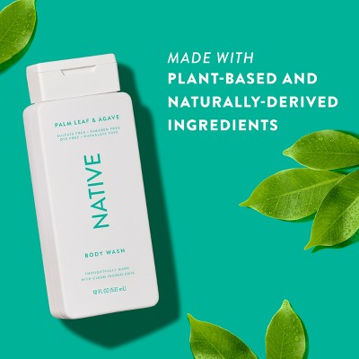 Native Body Wash for Men & Women Sulfate Free Palm Leaf & Agave 18 fl oz