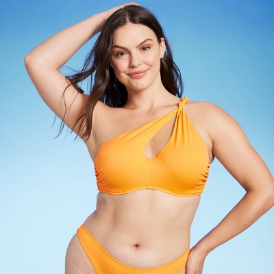 Women's Lightly Lined Twisted One Shoulder Keyhole Bikini Top - Shade & Shore