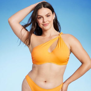 Women's Lightly Lined Twisted One Shoulder Keyhole Bikini Top - Shade & Shore