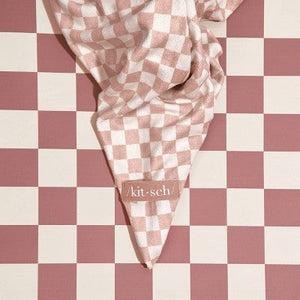 Kitsch Extra Large Quick-Dry Hair Towel Wrap Terracotta Checker